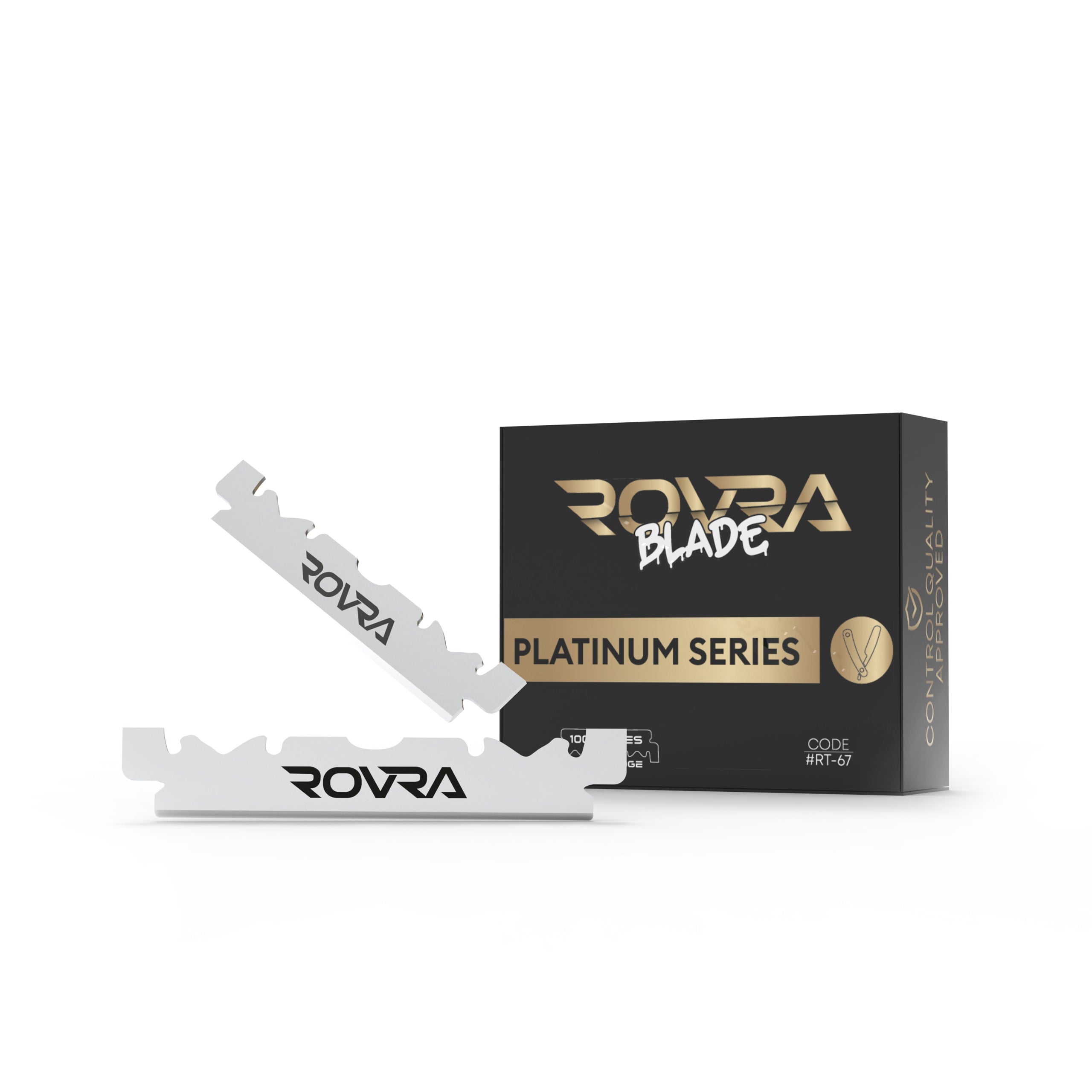 ROVRA platinum razor blades for shaving with sleek design and black gold packaging for smooth close shaves