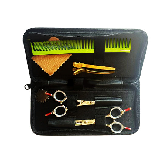 Scissors set - Student series - 5.5 inch with green comb and clips