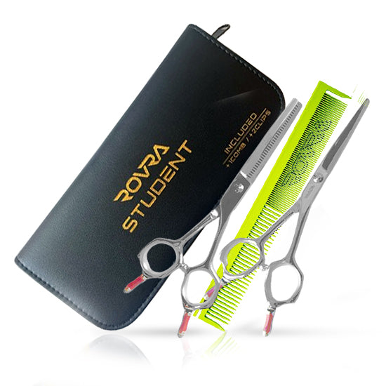 Scissors set - Student series - 5.5 inch with green comb and clips