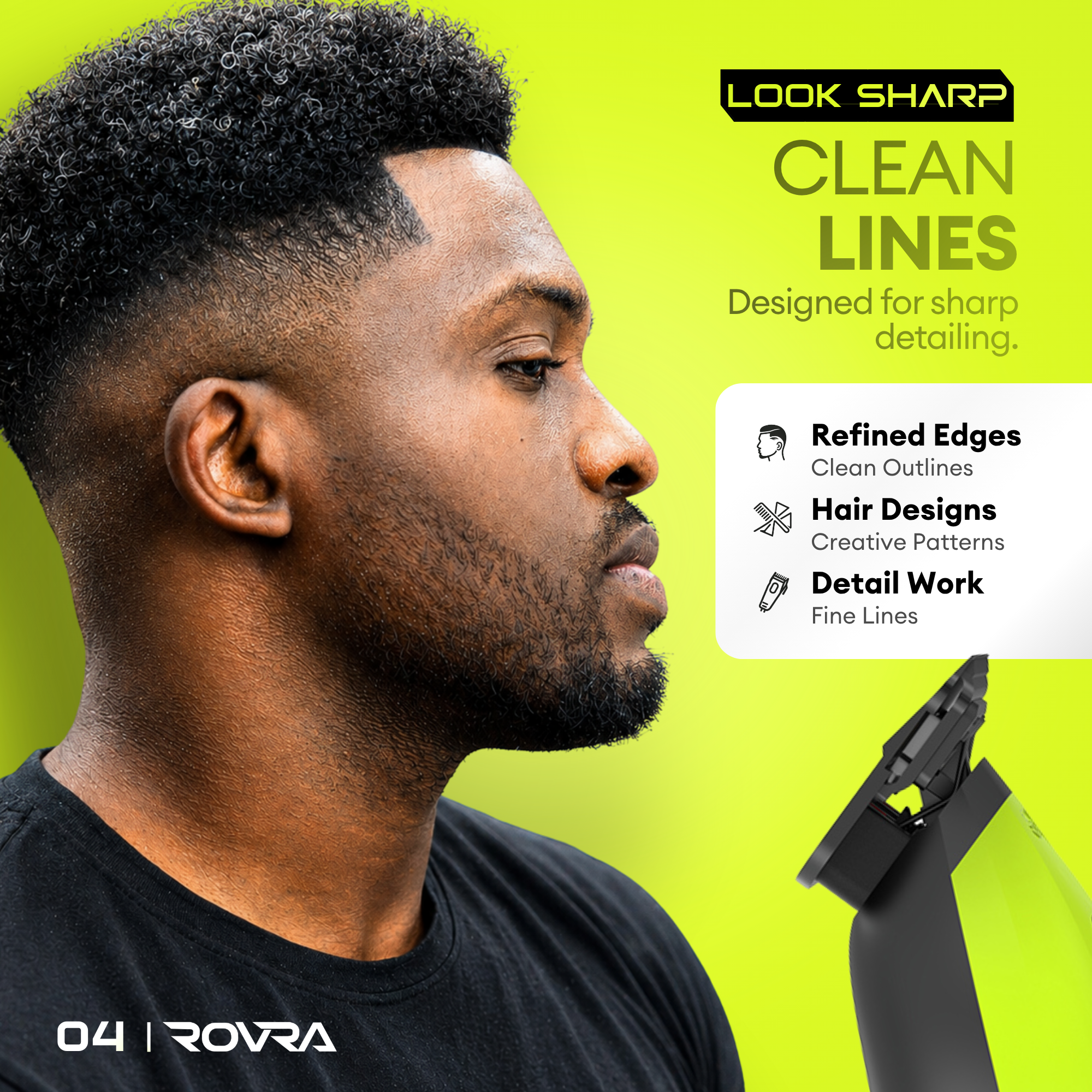ROVRA Elite Aparador de Cabelo Profissional Sem Fios 9000 RPM