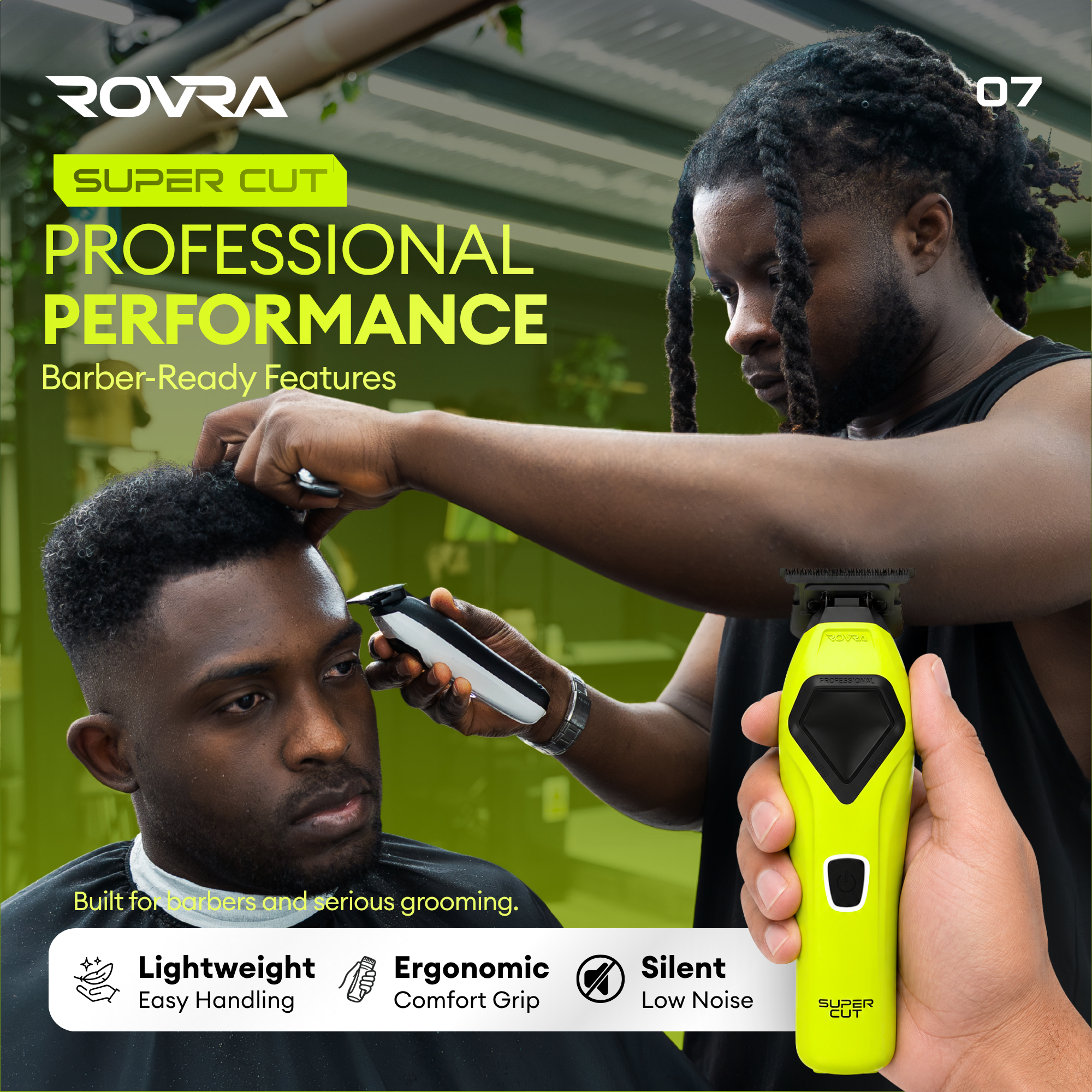 ROVRA Elite Aparador de Cabelo Profissional Sem Fios 9000 RPM