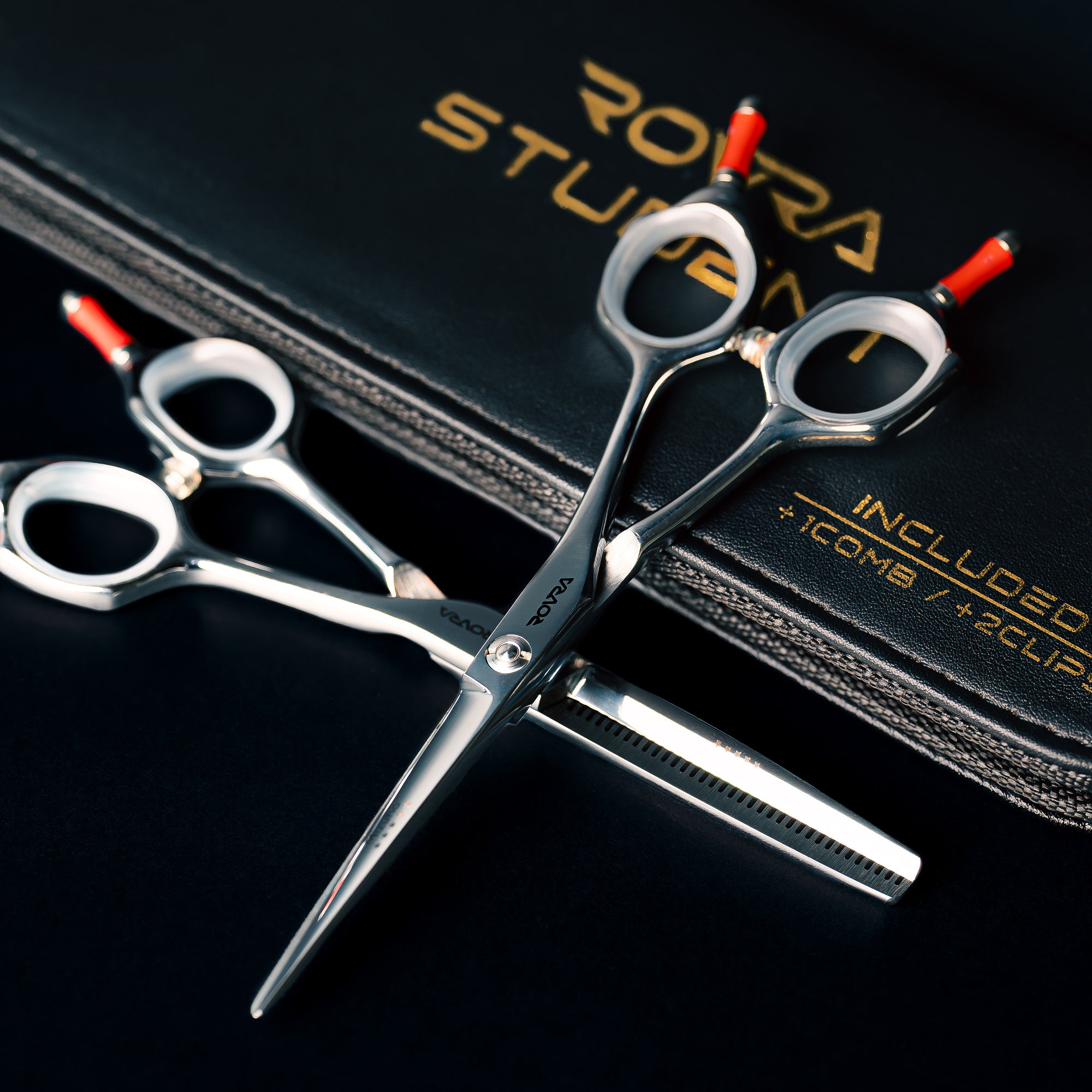 ROVRA Barber Scissors Set for Students with Comb & Case