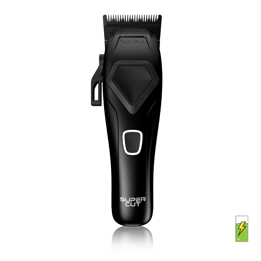 Rovra super cut hair clipper 10000 RPM with sleek black design and ergonomic grip