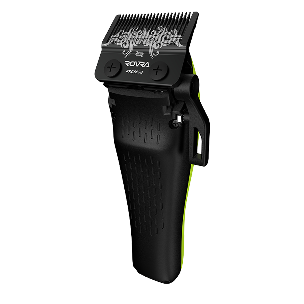 Rovra super cut hair clipper 10000 RPM with ergonomic black and green design for precise grooming