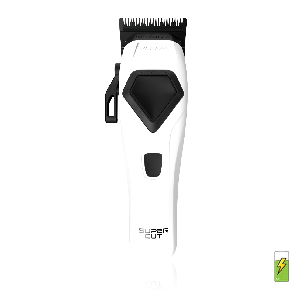 Rovra super cut hair clipper 10000 RPM in white with black blade for precise cutting