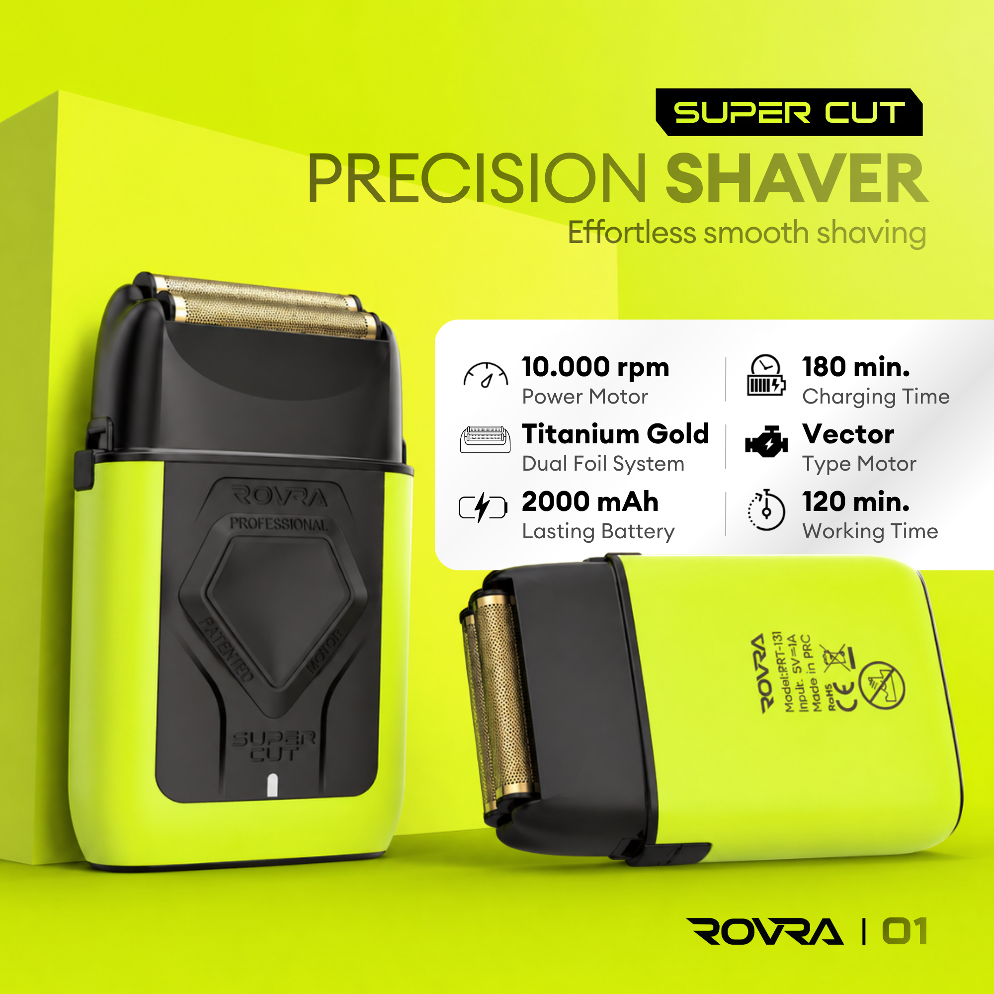 ROVRA X-Shave V2 Afeitadora de Barbero de Alta Velocidad 8800 RPM