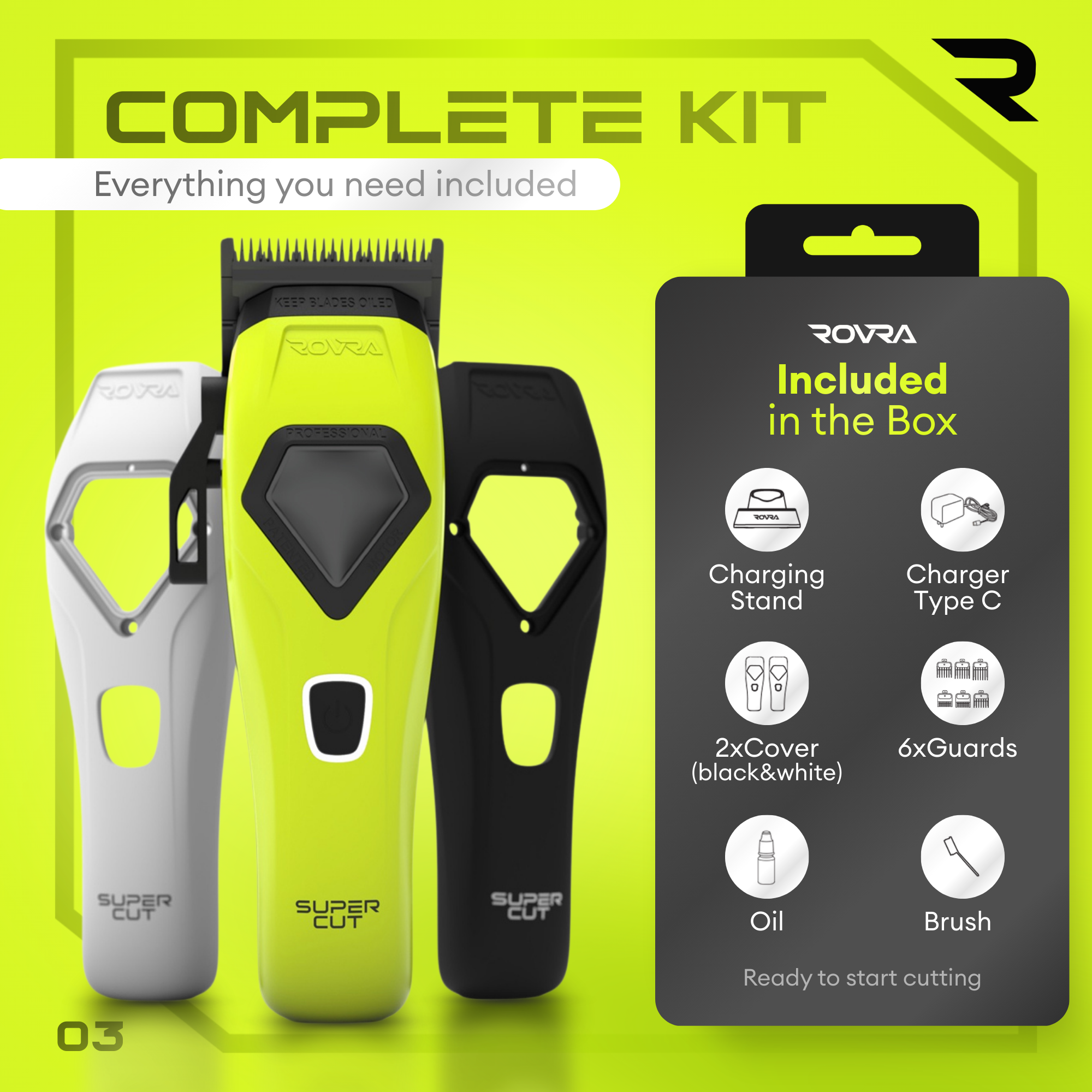 ROVRA Super Cut Hair Clipper 10000 RPM with Precision Blades