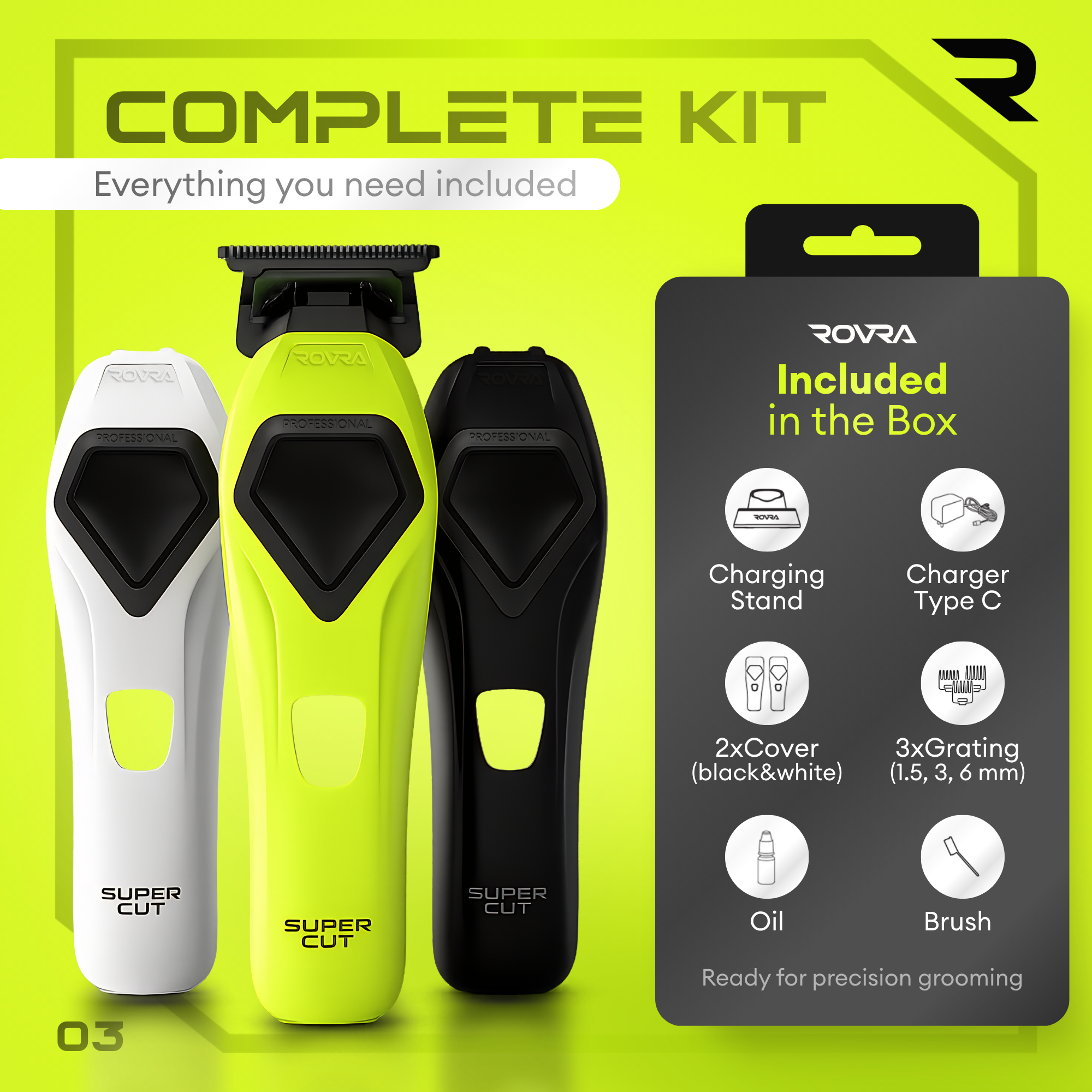 ROVRA Super Cut Professional Cordless Hair Trimmer 8500 RPM