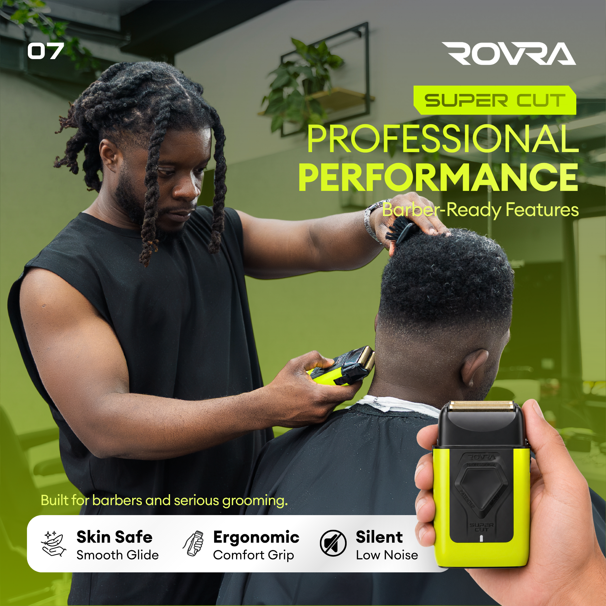 ROVRA X-Shave V2 Afeitadora de Barbero de Alta Velocidad 8800 RPM