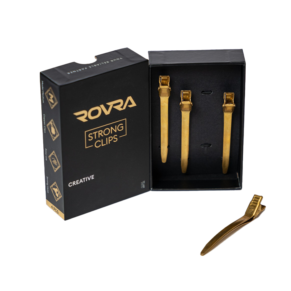 ROVRA Matte Gold Hair Clips Set Of 4 - Strong & Durable Styling Clips