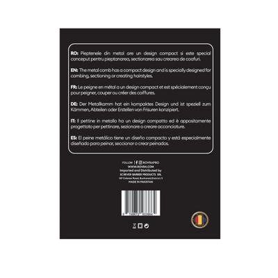 Rovra Metal Barber Comb - Durable Precision Tool