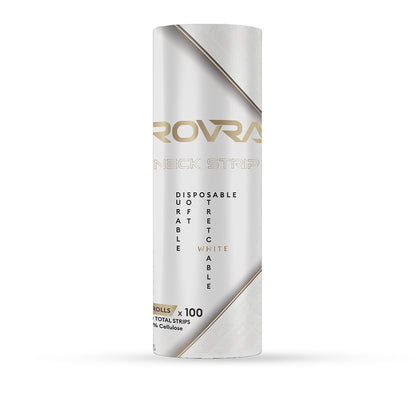 ROVRA Black Paper Neck Strips for Barbers - Durable & Disposable White